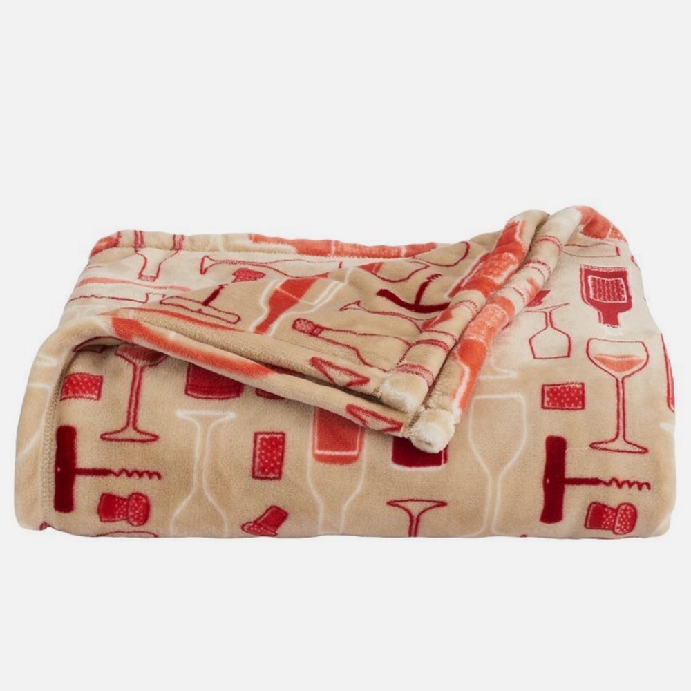 🍷 The Big One 5'X6' SUPER Soft Cozy Wine-Themed Plush Throw Blanket